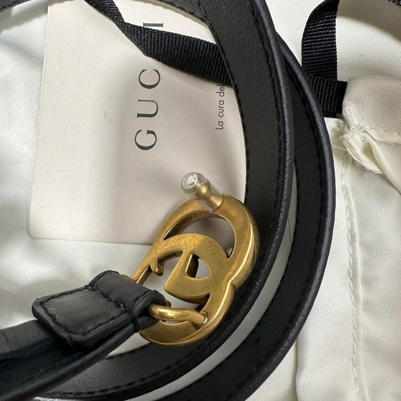 Gucci ‎409417AP00T 1000  Slim Leather Belt   Double Buckle Size 34/85 main image 5